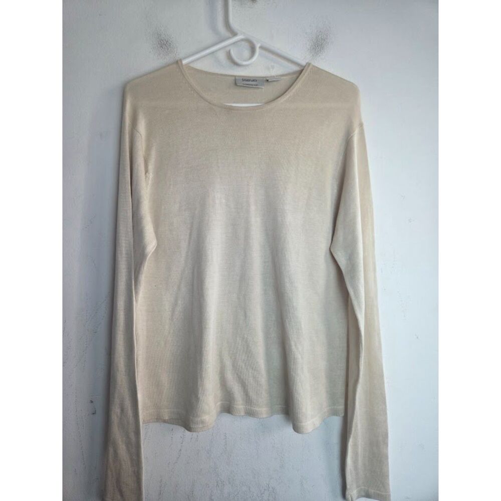Kevo Collection Ivory Beige 100% 2 Ply Silk Scoop Neck Knit Blouse size Medium
